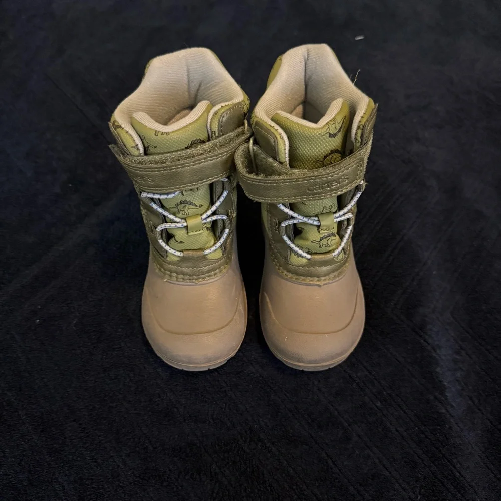 Carters Toddlers Boys Dinosaur Winter Snow‎ Boots Waterproof Size 8 Green